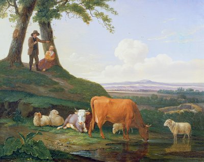 Landscape with Cows and Sheep by Abraham Bruiningh van Worrell